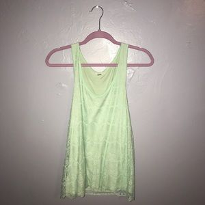 Lace mint tank top