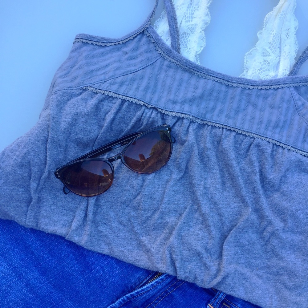 Gray Flowy Tank Top