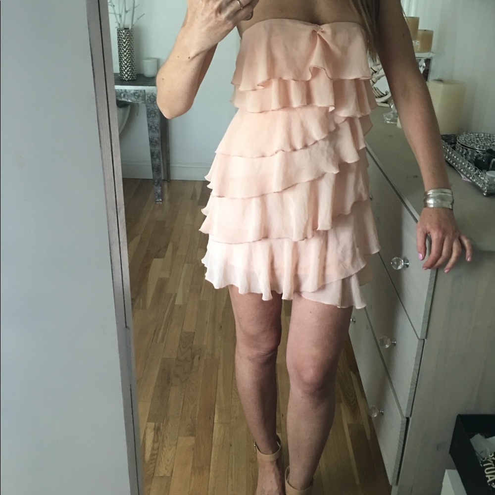 Pale peach/soft pink ruffle dress