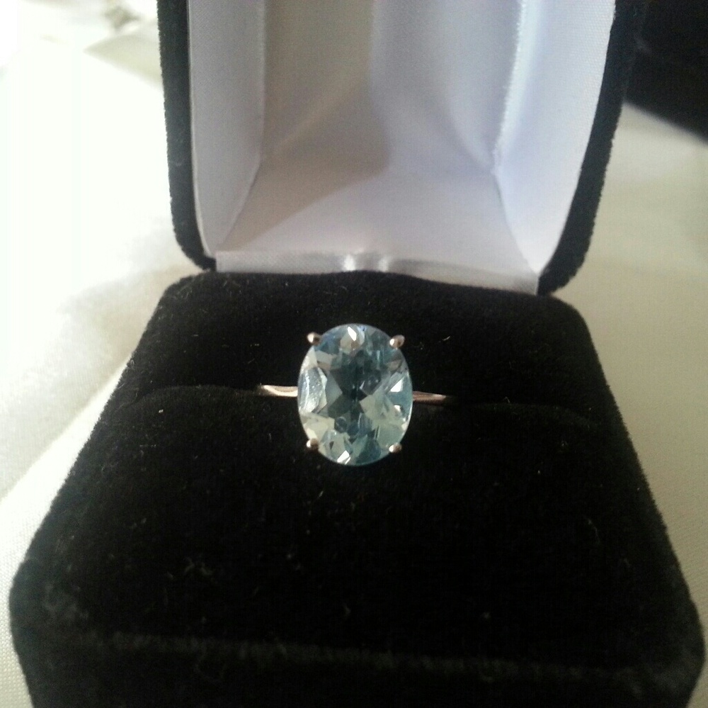 AMAZING 5.00 CTW GENUINE OVAL BLUE TOPAZ RING