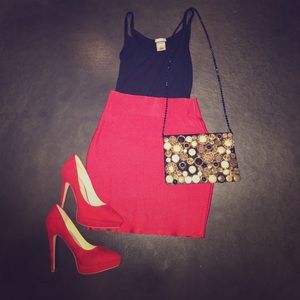 Red bandage pencil skirt