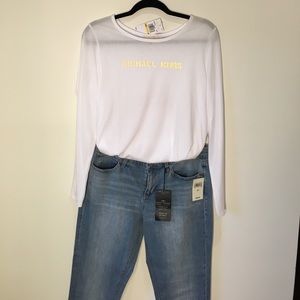 NWT Michael Kors long sleeve white tee with logo