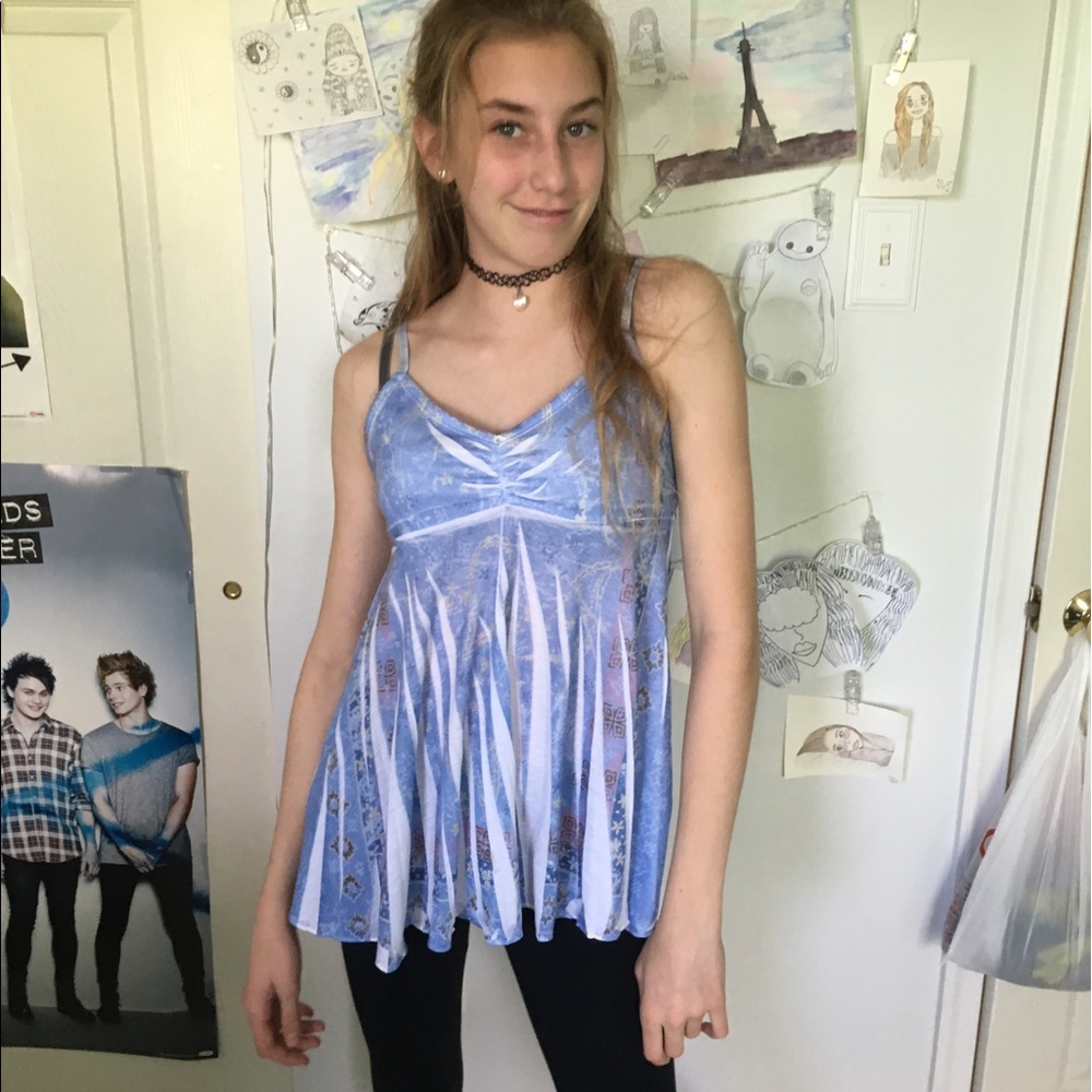Sky Blue Flowy Mudd Tank Top