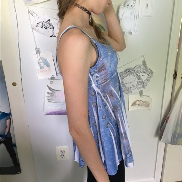 Sky Blue Flowy Mudd Tank Top - Picture 2 of 3