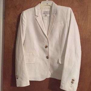 Jcrew white linen schoolboy blazer