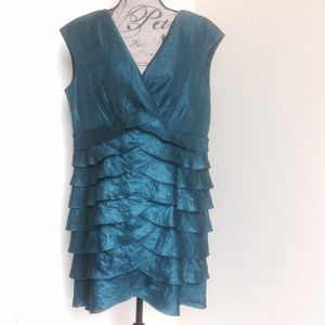 DRESSBARN WOMAN TEAL SPECIAL OCCASION MINI DRESS
