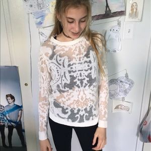 Cream/ White Decorative See Through Sweater