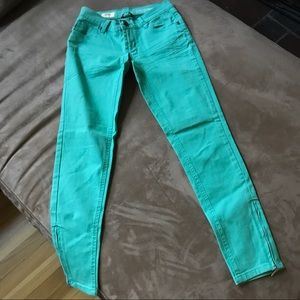 Pastel green skinny jeans