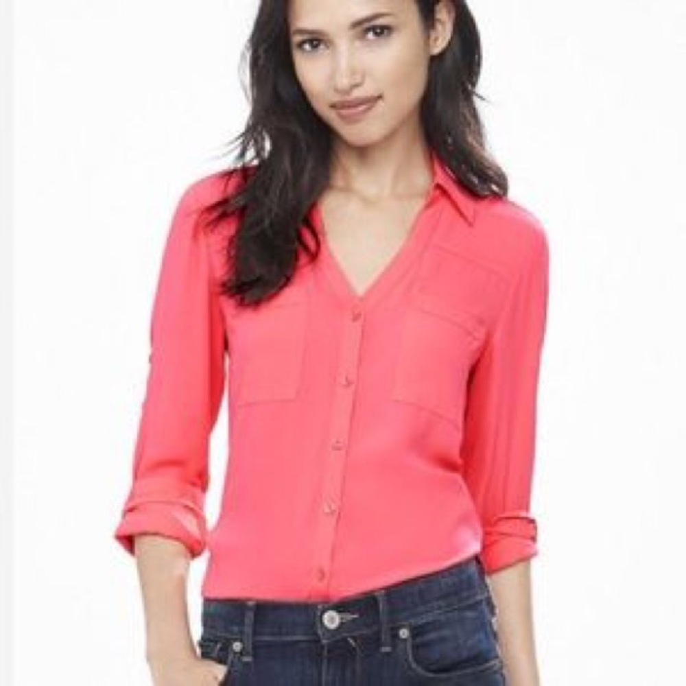 Express Coral/Pink Portofino Shirt -XS