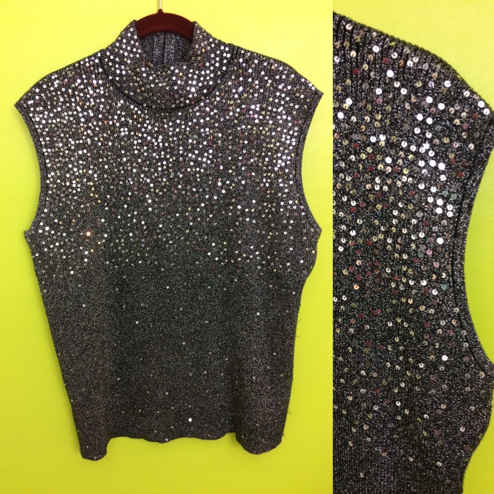 Dressbarn turtle neck sequins top stretch Sz 22/24