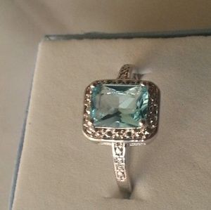 GENUINE BLUE TOPAZ DIAMOND ACCENT  RING