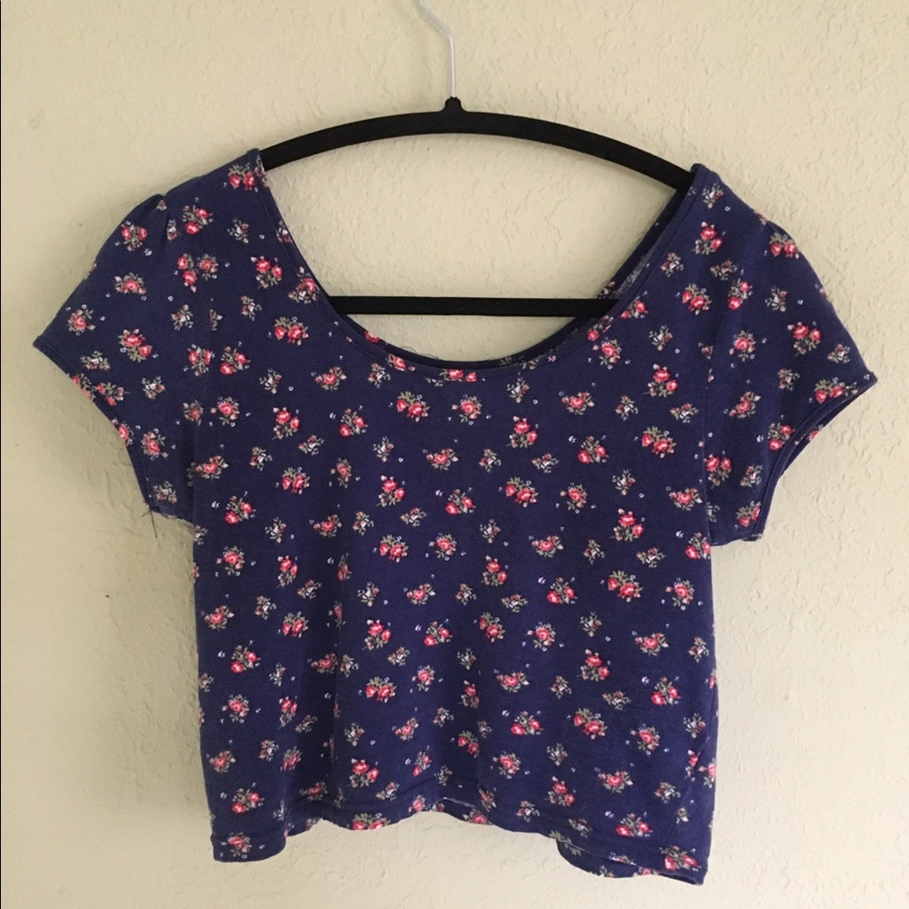 Navy Floral Crop Top