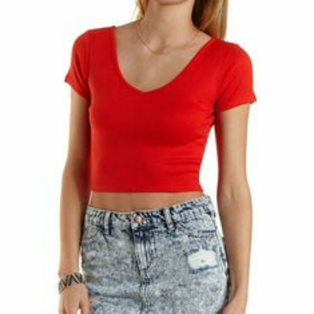Charlotte Russe V-Neck Crop
