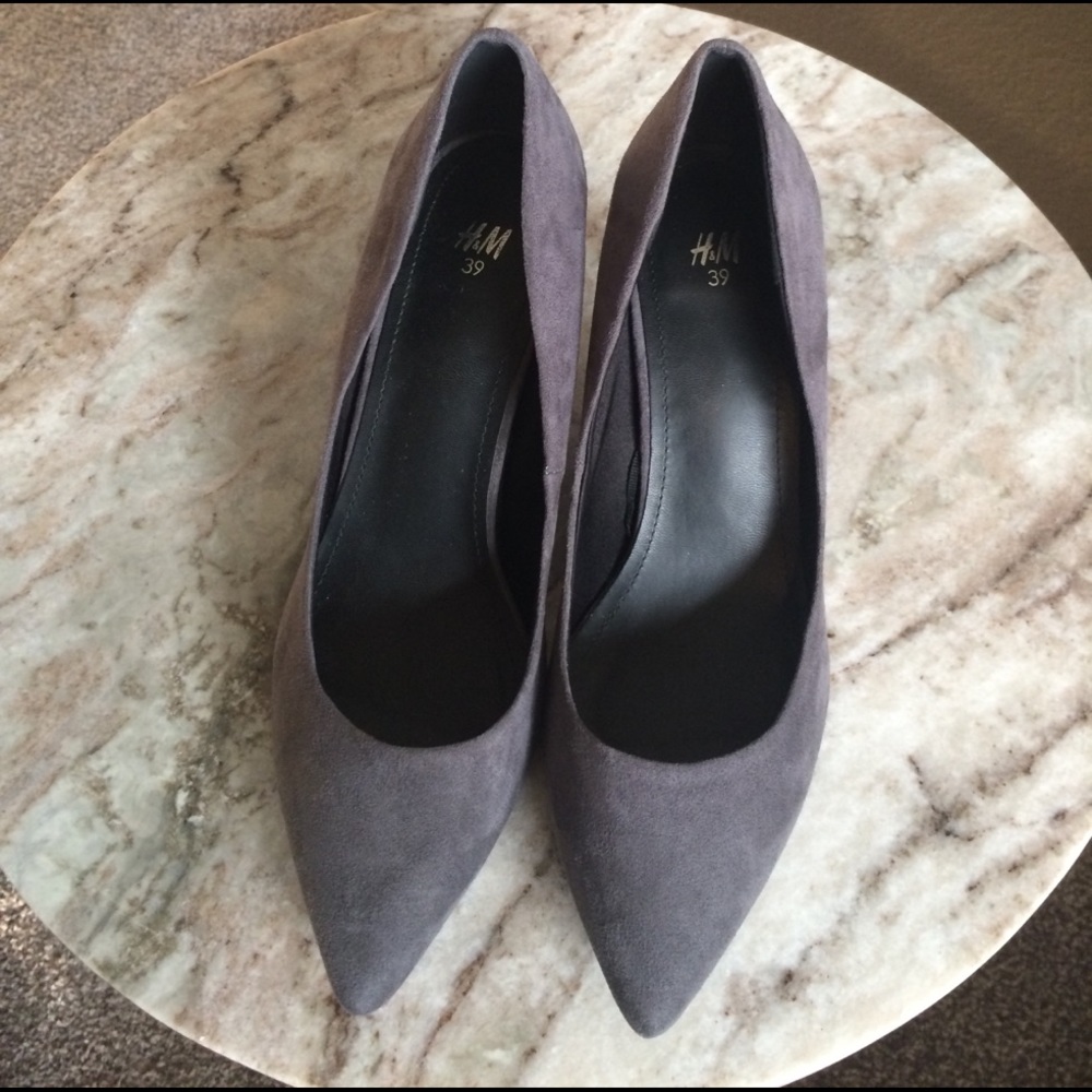 Grey suede heels