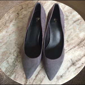 Grey suede heels
