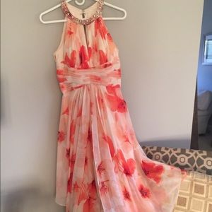 Eliza J Floral Print Chiffon Halter dress