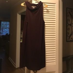 Wine sleeveless cowl neck dress