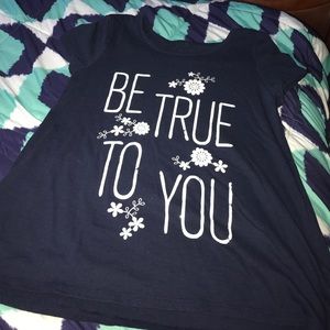 Navy blue "Be true to you " top