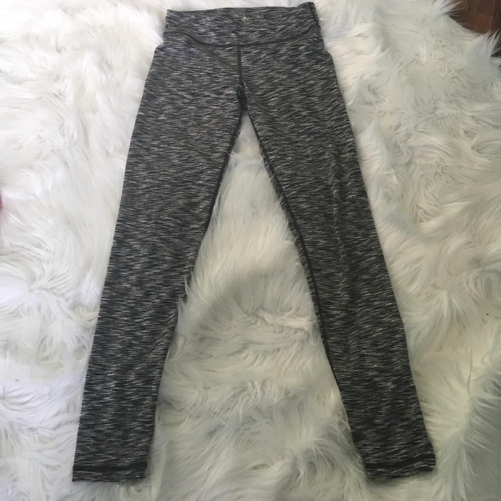 Gray white and black full length leggings