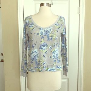 Abercrombie & Fitch Blue Floral Grey Thermal Shirt