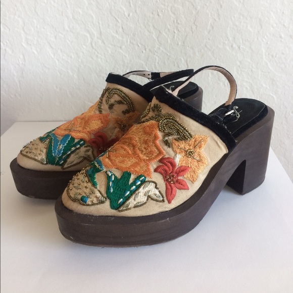 embroidered clogs