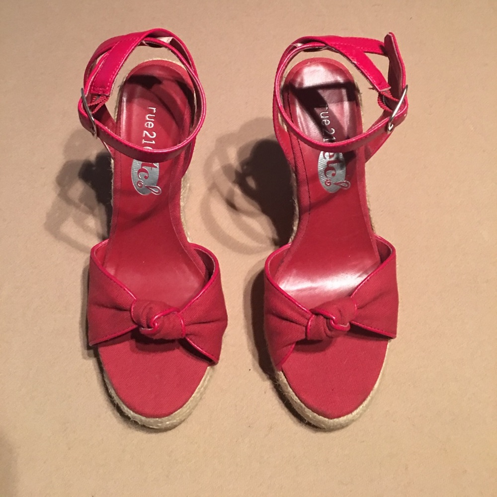 Red Ankle Strap wedges