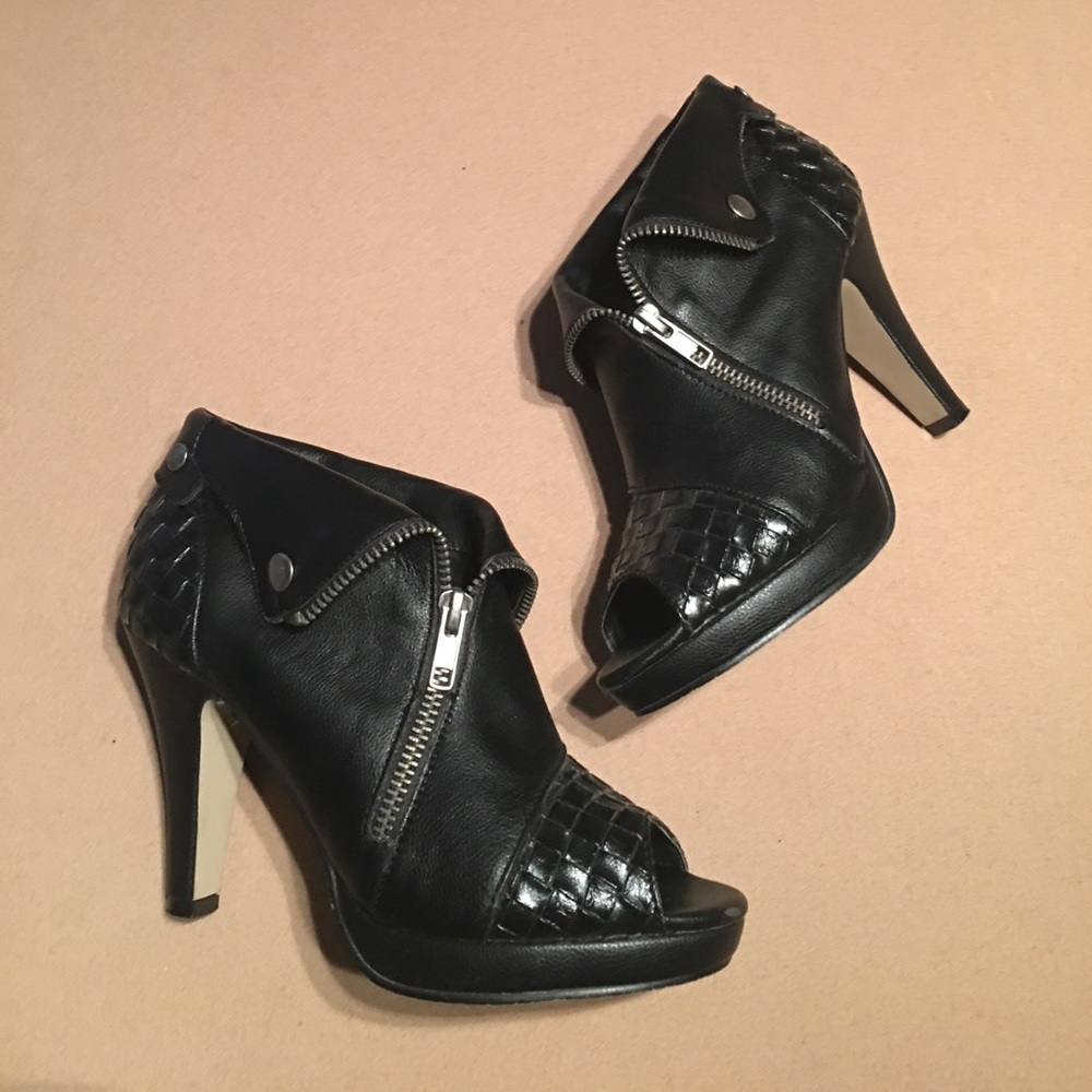 Black Leather Look Booties