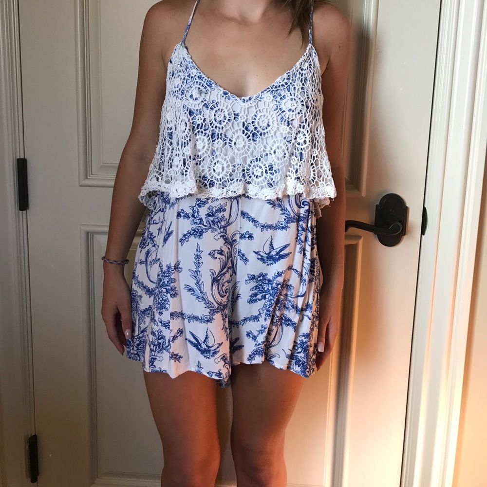 Blue and white LF romper!