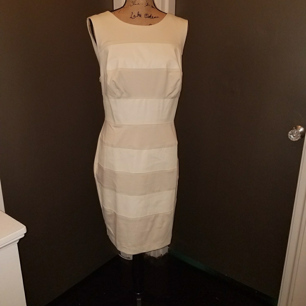 Leather paneled dress