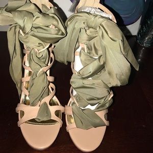 Blush and olive stiletto Sandals