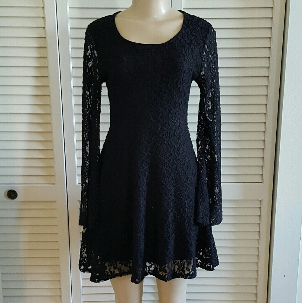 Black lace mini dress