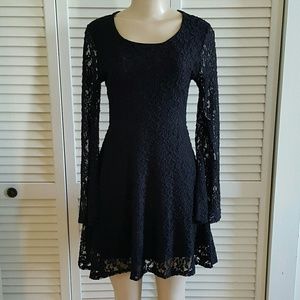 Black lace mini dress
