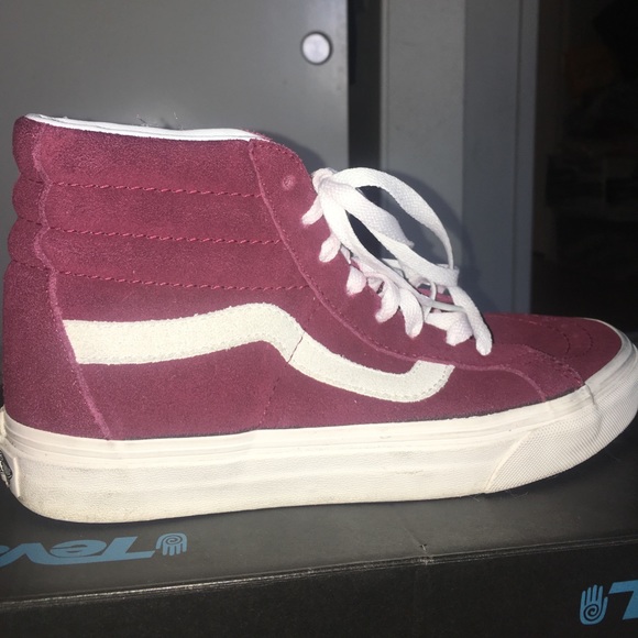Burgundy high top vans (lightly worn) - Picture 1 of 3
