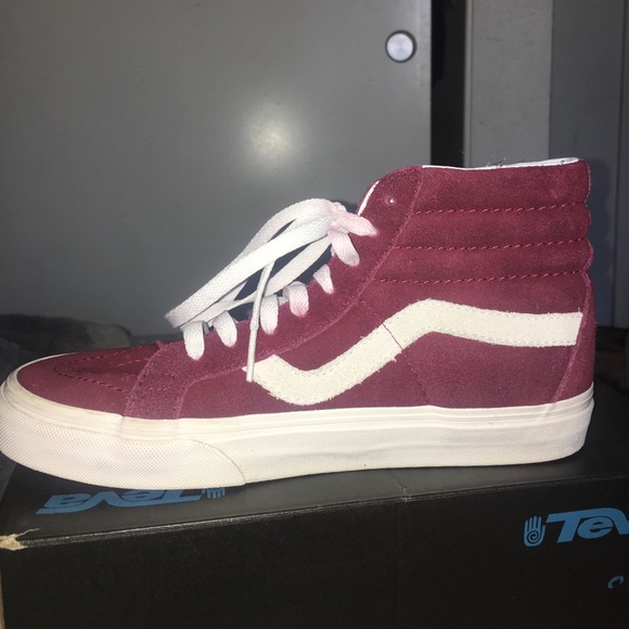 Burgundy high top vans (lightly worn) - Picture 3 of 3