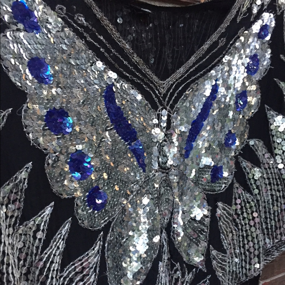 (Sold)Vintage sequin butterfly top - Picture 3 of 6