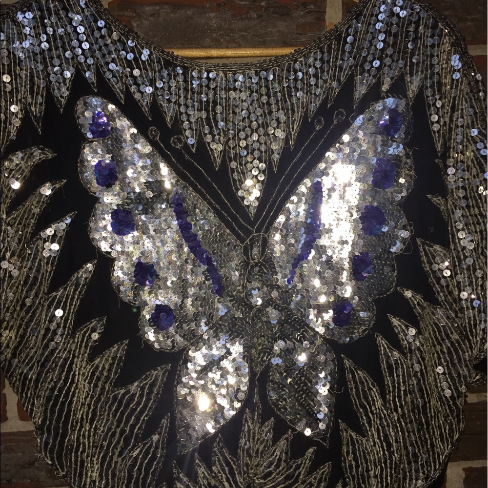 (Sold)Vintage sequin butterfly top - Picture 6 of 6