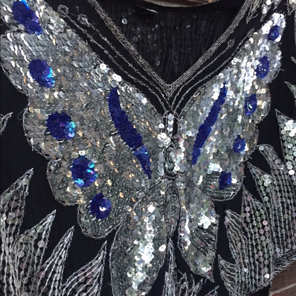 (Sold)Vintage sequin butterfly top - Picture 3 of 6