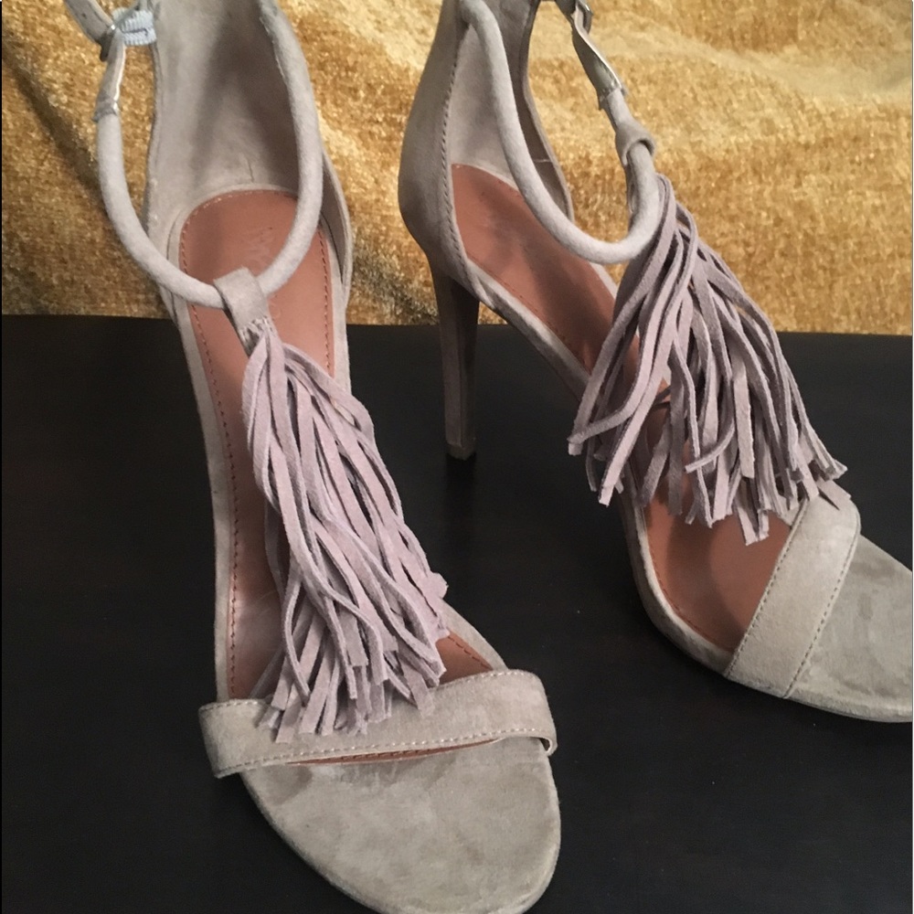 Grey suede heels worn only once