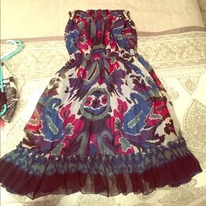 Multicolored strapless dress