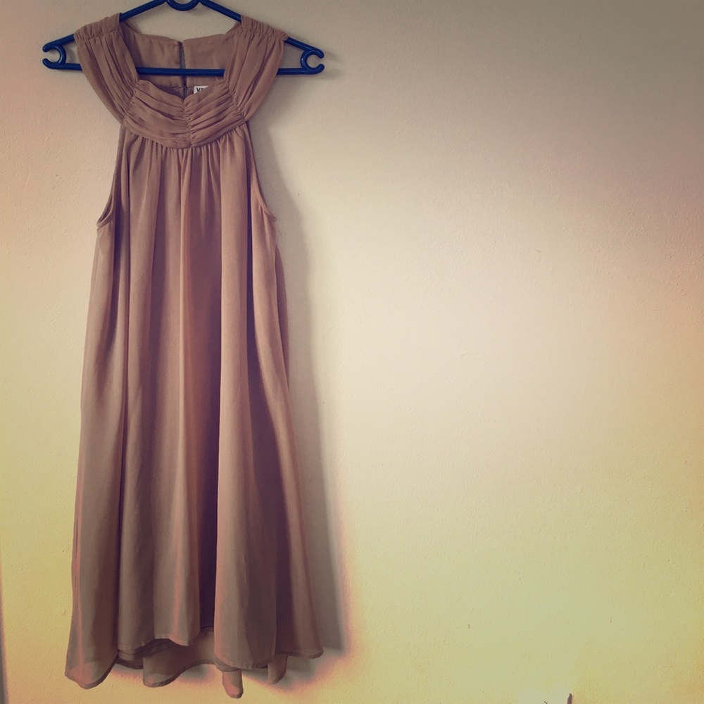 Vera Moda beige chiffon round neck tank dress