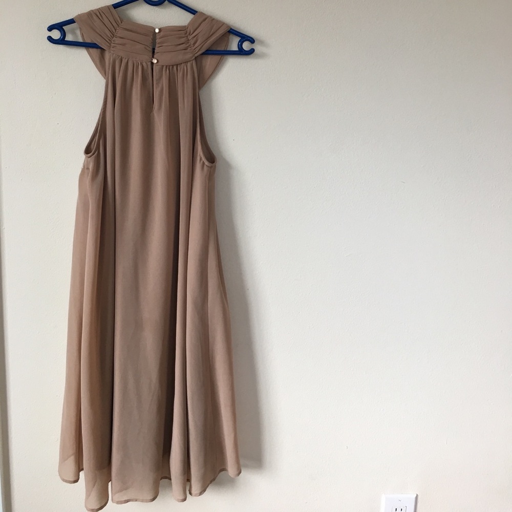 Vera Moda beige chiffon round neck tank dress - Picture 2 of 4