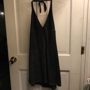 Terry cloth black halter beach dress