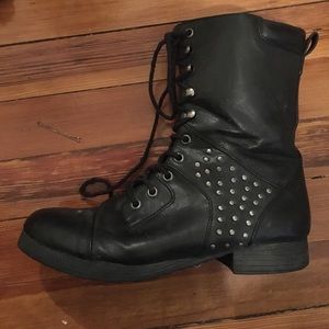 Black studded combat boots