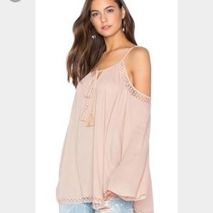 Pink Open Shoulder Peasant Top