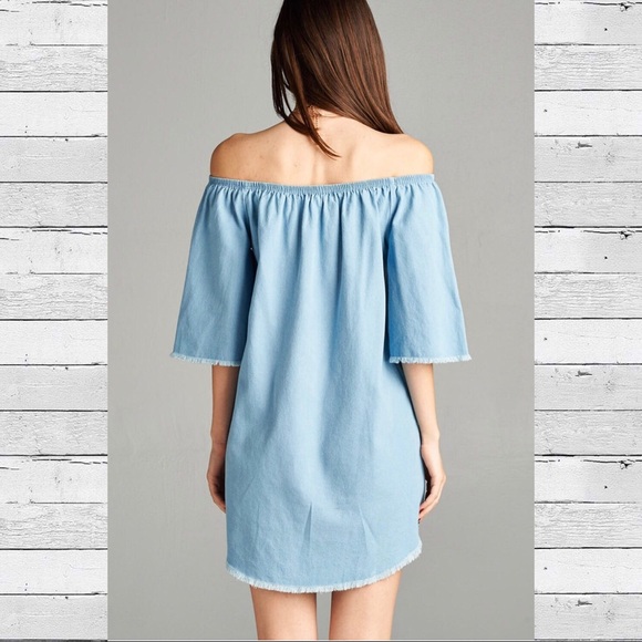 Denim Off Shoulder Dress - Picture 3 of 4