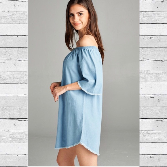 Denim Off Shoulder Dress - Picture 4 of 4