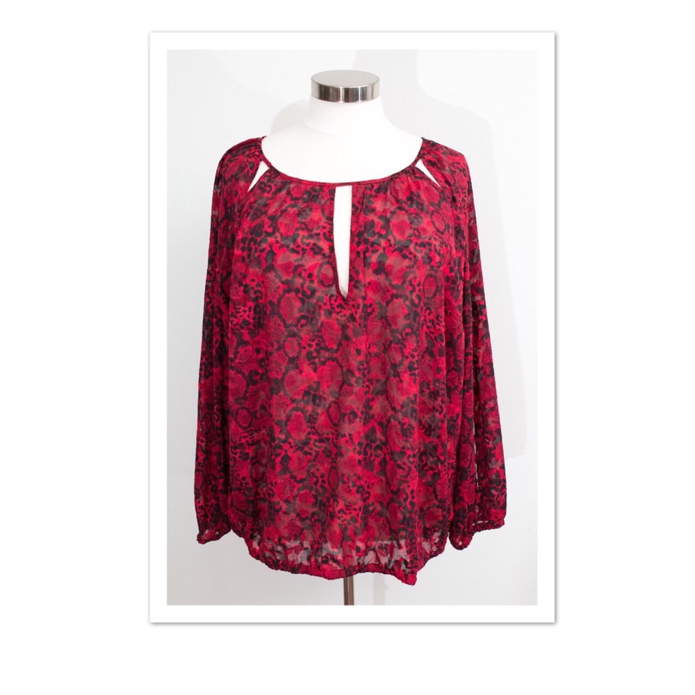 Lane Bryant Sheer Cutout Animal Print Top