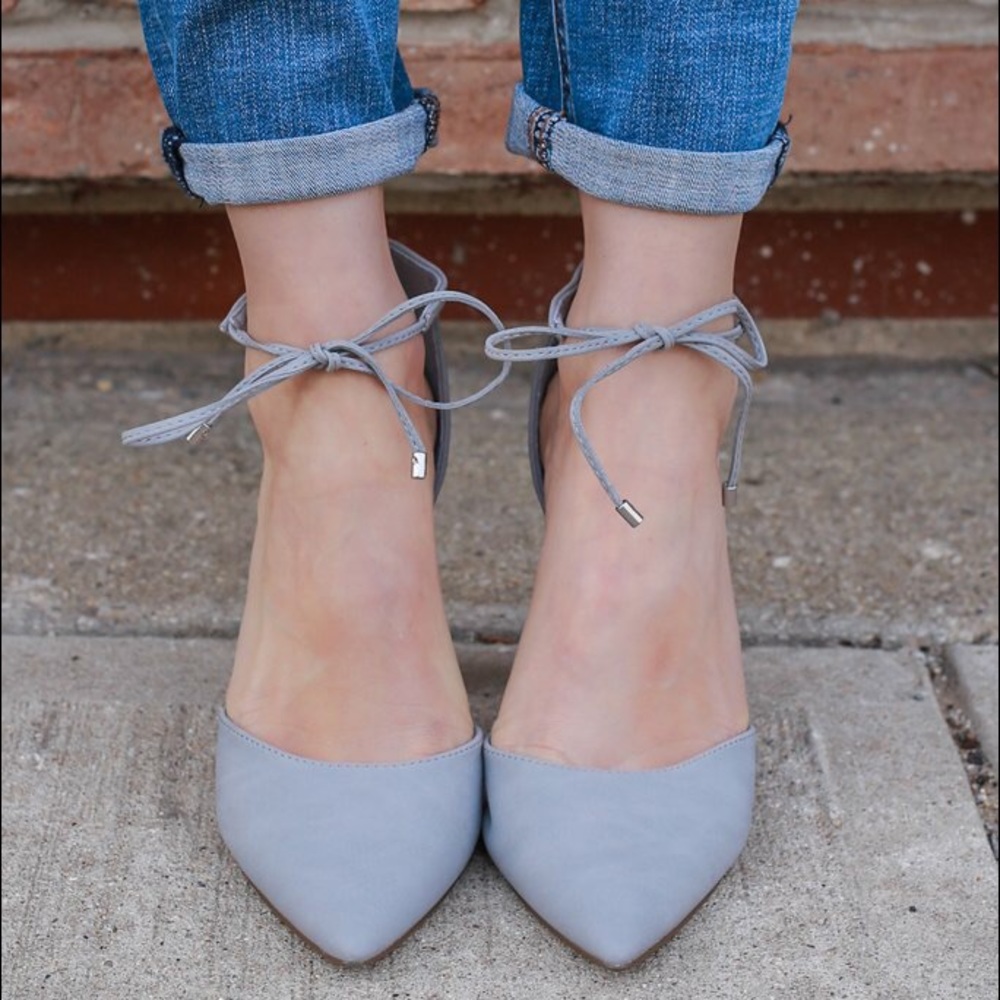 Grey pointy single sole pump heel toe 💗💗 - Picture 3 of 5