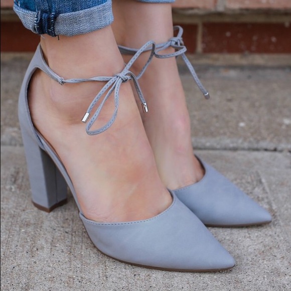 Grey pointy single sole pump heel toe 💗💗 - Picture 2 of 5
