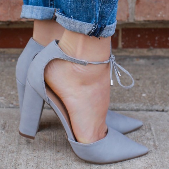 Grey pointy single sole pump heel toe 💗💗 - Picture 4 of 5